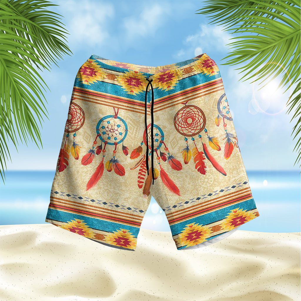 Powwow StoreGBNAT00524 Feather Dream Catchers Hawaiian Shorts