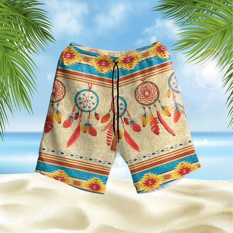 Powwow StoreGBNAT00524 Feather Dream Catchers Hawaiian Shorts