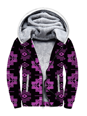 GB-HW00077 Purple Pattern Native 3D Fleece Hoodie