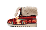 GB-NAT00510 Red Ethnic c Faux Fur- Leather Boots