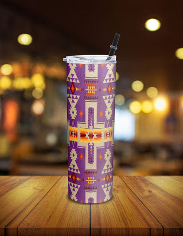 Powwow Store gb nat00062 07 light purple tribe design native american skinny tumbler