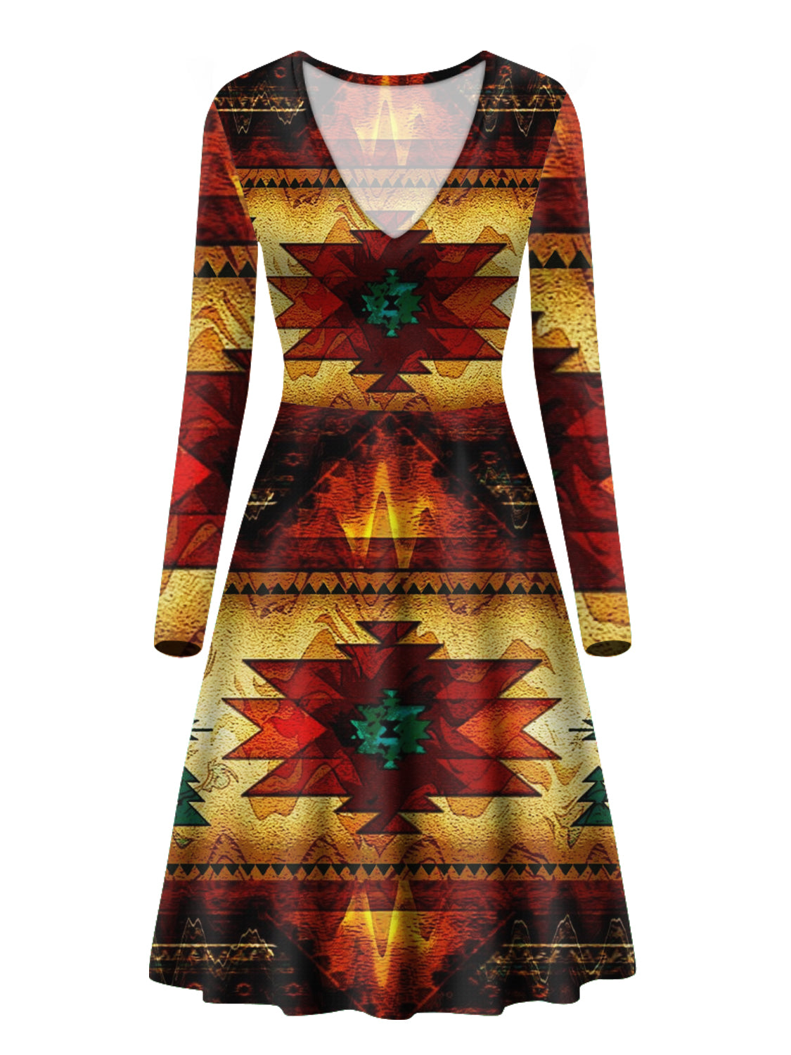 Powwow Store gb nat00068 united tribes brown design native american v long sleeve dress