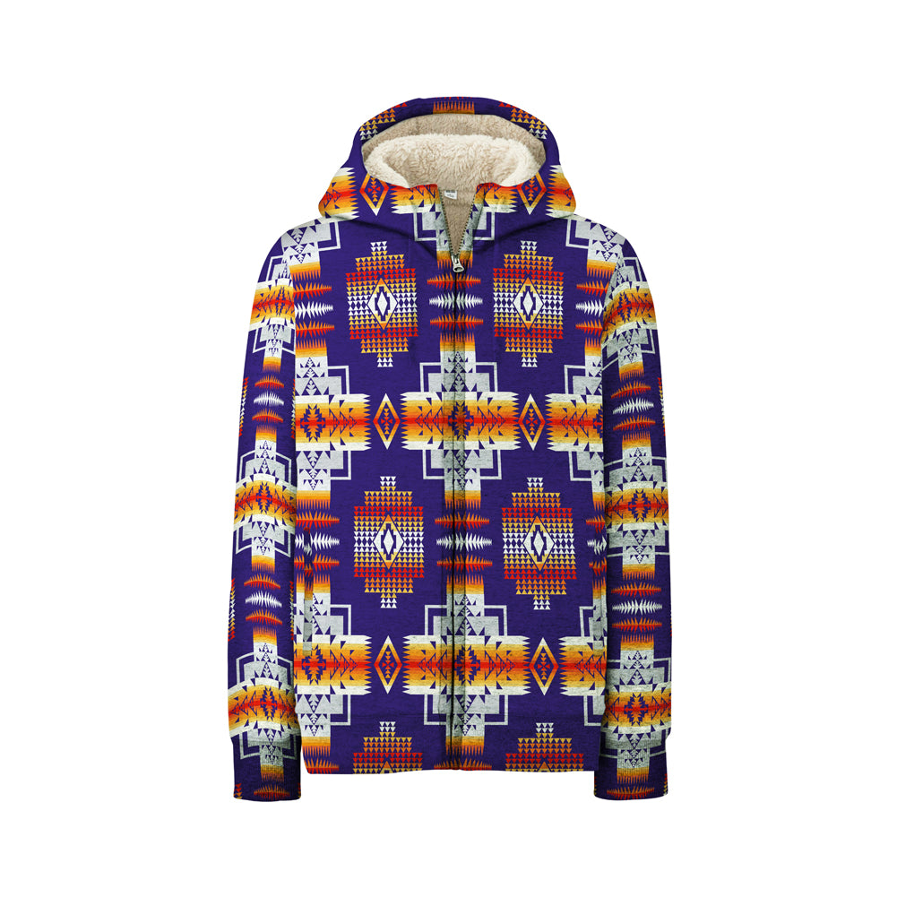 GB-NAT0004 Purple Pattern Native 3D Fleece Hoodie