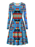 Powwow Store gb nat00046 13 navy pattern native long sleeve dress