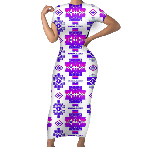 GB-NAT00720-10 Pattern Native Short-Sleeved Body Dress