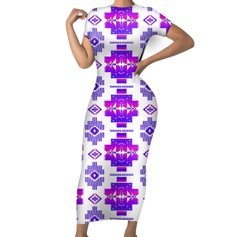 Powwow StoreGBNAT0072010 Pattern Native ShortSleeved Body Dress