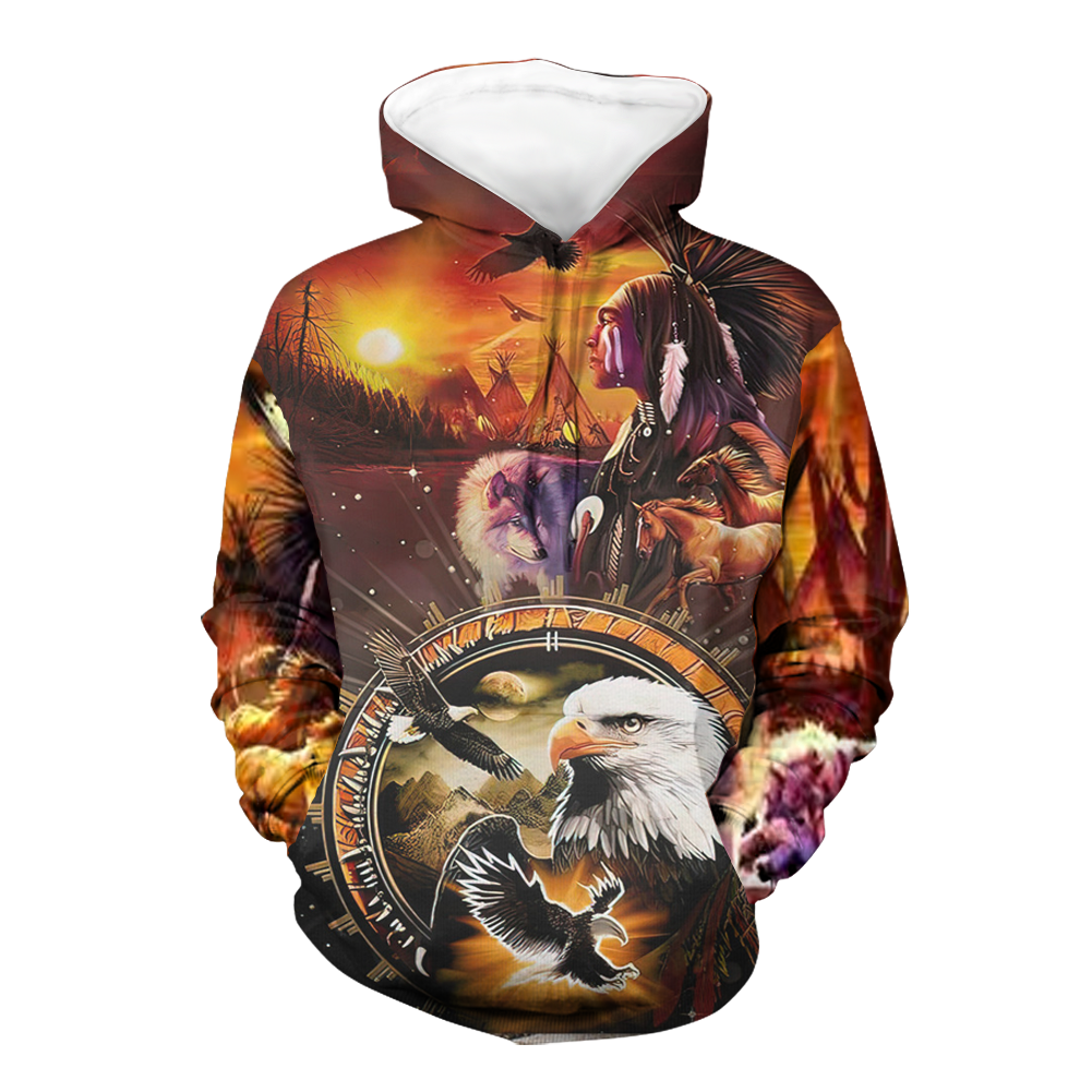 Powwow StoreHD00060 Native American Pride  3D Hoodie