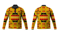 Powwow Store gb nat00302 06 yellow tribes pattern native american polo long sleeve