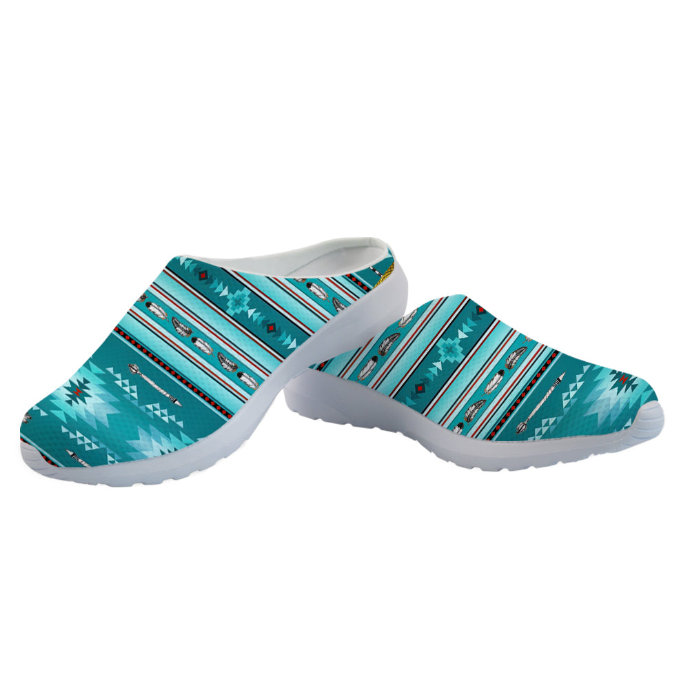 Powwow Store gb nat00602 blue light pattern mesh slippers