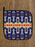 GB-NAT00062-04 Navy Tribe Design Native American Oven Mitts And Potholder Set