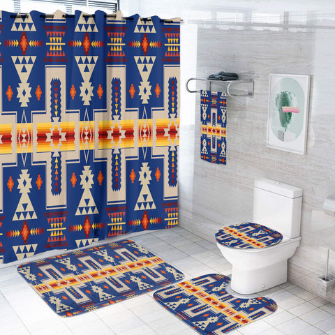 GB-NAT00062-04 Navy Tribe Design Native American Bathroom Set