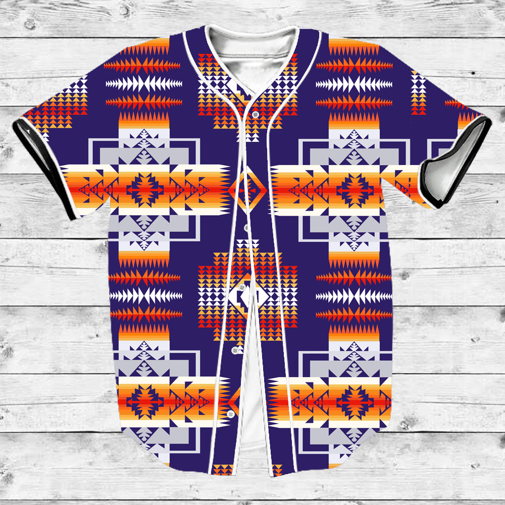 Powwow Store gb nat0004 purple pattern native american baseball jersy