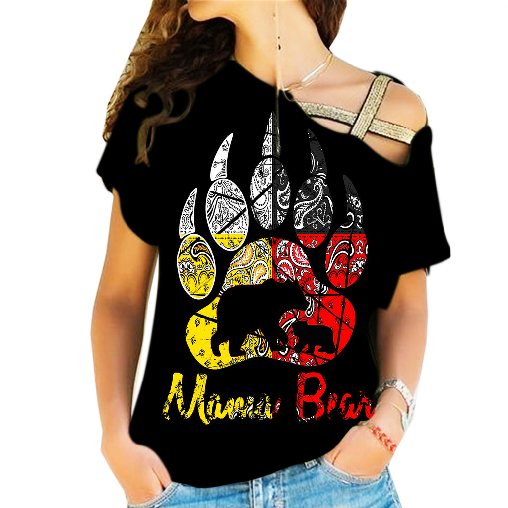GB-NAT00085 Mama Bear Native American Cross Shoulder Shirt