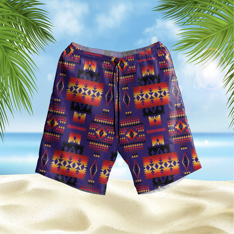 GB-NAT00090 Purple Native  Hawaiian Shorts