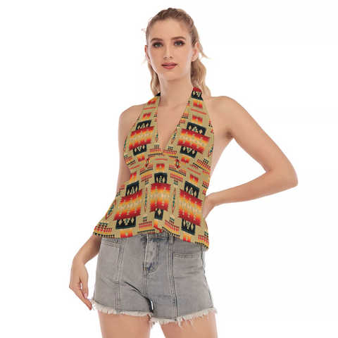 Powwow Store gb nat00046 15 light brown pattern hollow crop top