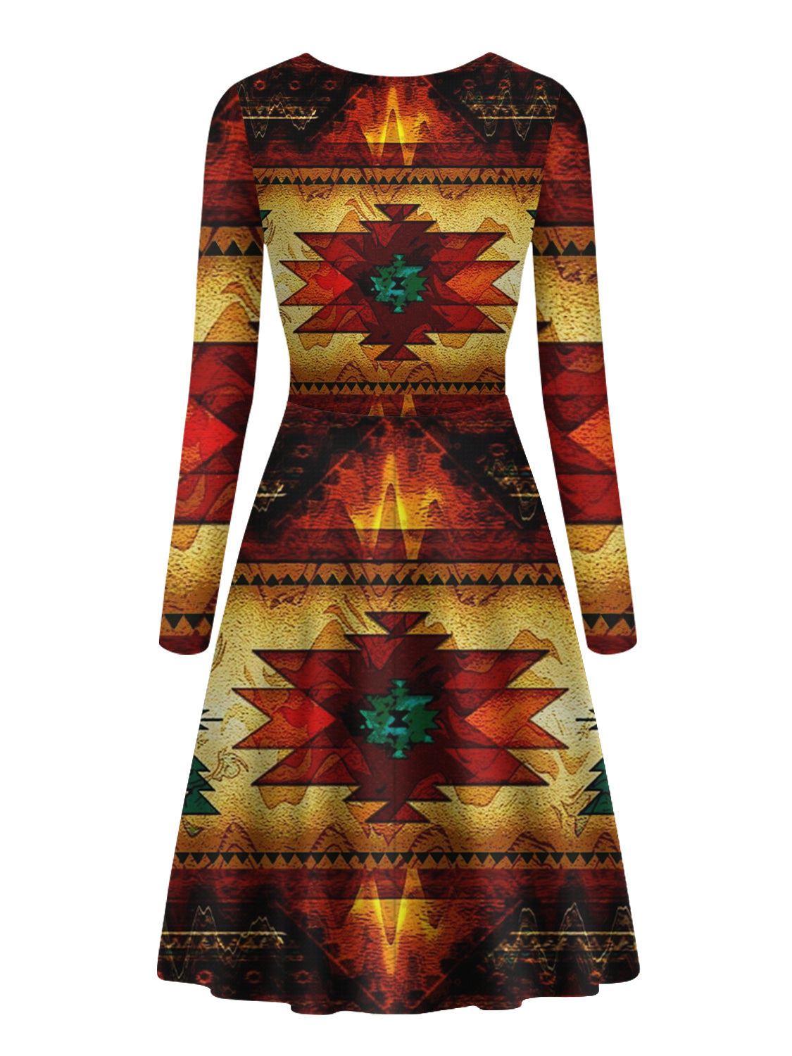 Powwow Store gb nat00068 united tribes brown design native american v long sleeve dress