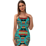 Powwow Store gb nat00046 01 blue native tribes pattern native fitted slip dress