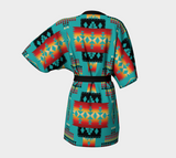 Blue Native Tribes Pattern Native American Kimono Robe