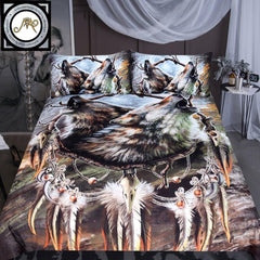 Howling Wolves  Dreamcatcher Native American Bedding Set no link - Powwow Store