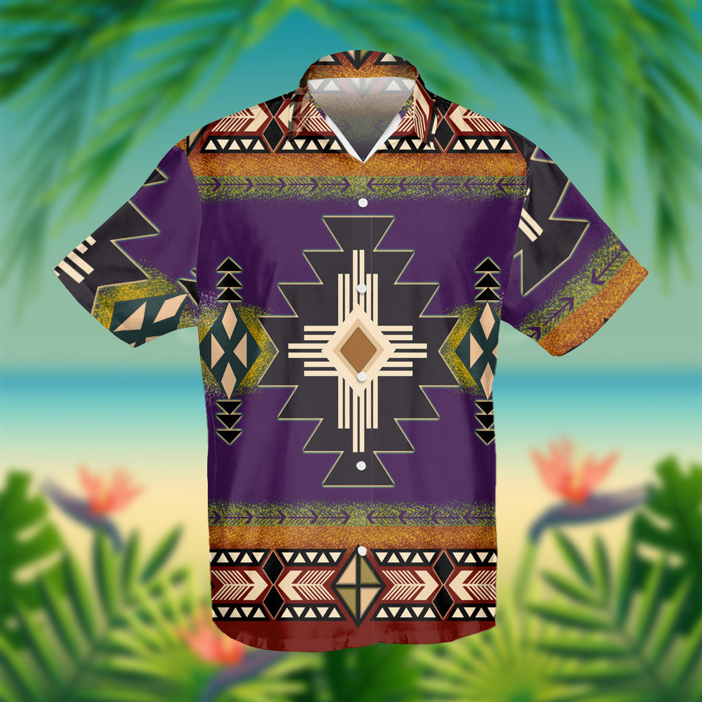 GB-NAT0001-04 Southwest Purple Symbol Native American Hawaiian Shirt 3D