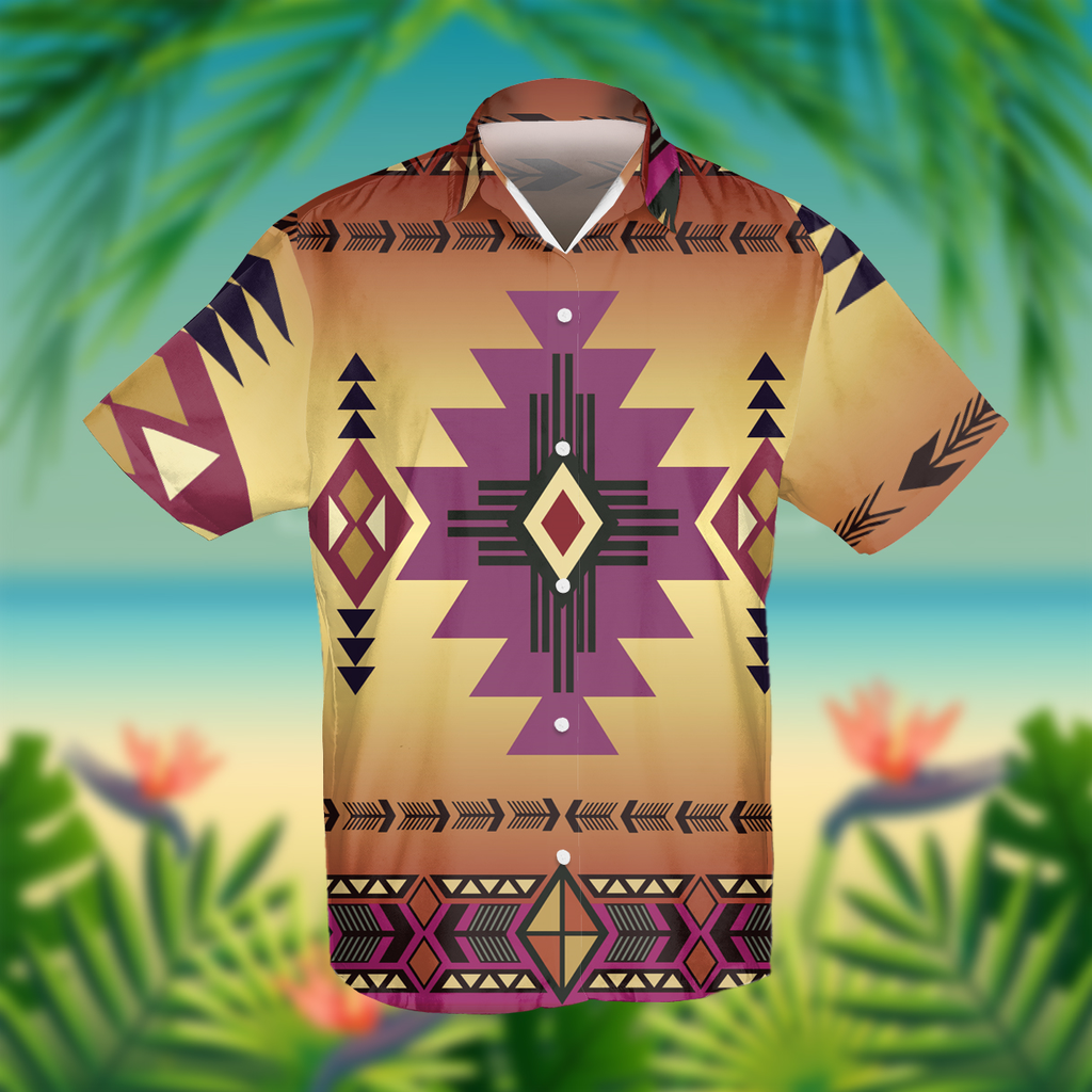 GB-NAT00057-06 Southwest Purple Pink Symbol Native American Hawaiian Shirt 3D