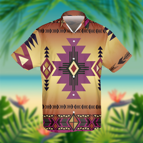 GB-NAT00057-06 Southwest Purple Pink Symbol Hawaiian Shirt 3D