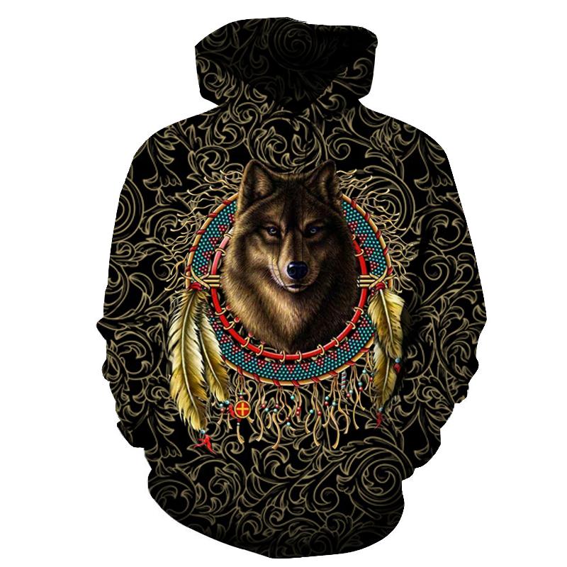 Wolf Warrior Dreamcatcher Native American Pullover Hoodie no link - Powwow Store