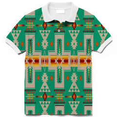 Powwow Store gb nat00062 06 green tribe design native american polo t shirt 3d