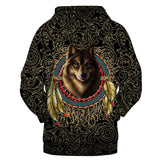 Wolf Warrior Dreamcatcher Native American Pullover Hoodie no link - Powwow Store