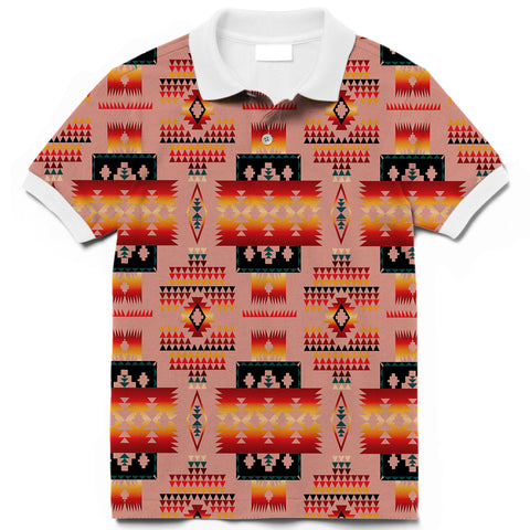 GB-NAT00046-16 Tan Tribe Pattern Native American Polo T-Shirt 3D