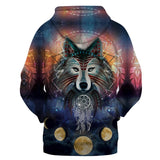 Wolf Moons Galaxy Native American Pullover Hoodie no link