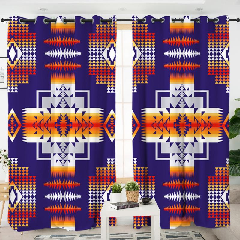 Purple Tribes Pattern Native American Living Room Curtain - Powwow Store