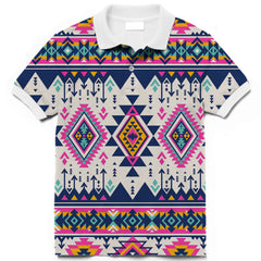 Powwow Store gb nat00316 pink pattern native american polo t shirt 3d