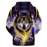 Moon Wolf Galaxy Purple Native American Pullover Hoodie - Powwow Store