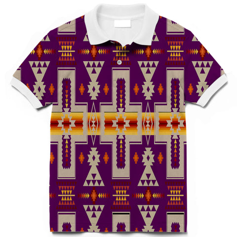 GB-NAT00062-09 Purple Tribe Design Native American Polo T-Shirt 3D