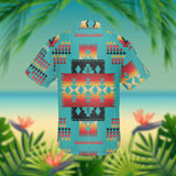 GB-NAT00046-01 Blue Native Tribes Pattern Native American Hawaiian Shirt 3D