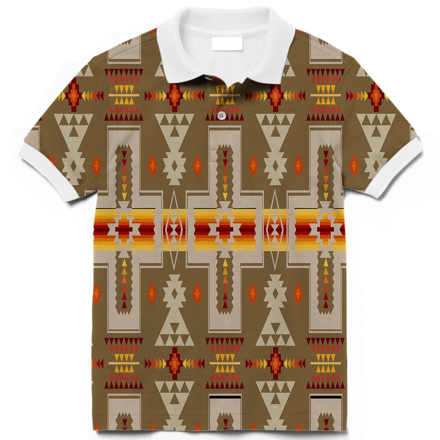Powwow Store gb nat00062 10 light brown tribe design native american polo t shirt 3d