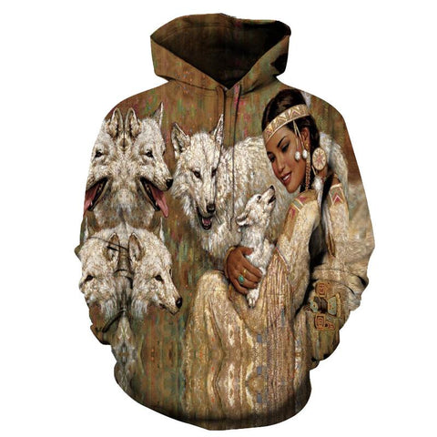 The Wolf White Women  Native American All Over Hoodie no link - Powwow Store