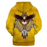 Eagle Dreamcatcher Yellow Native American Pullover Hoodie - ProudThunderbird