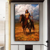 Native Indian Landscape Oil Painting Canvas F5964 - Powwow Store