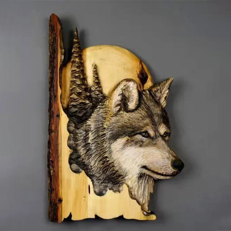Animal Carving Handcraft Wall Hanging Sculpture Wood