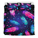 Pink & Blue Feathers Native American Bedding Sets