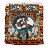 Powwow Store white brown horse dreamcatcher native american bedding sets