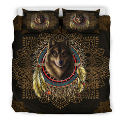 Powwow Store gb nat00020 02 wolf warrior dreamcatcher native american bedding set
