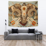 Owl Bison Head Native American Tapestry - Powwow Store