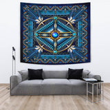 Naumaddic Arts Blue Native American Design Tapestry - Powwow Store