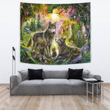 Powwow Store gb nat00398 wolf happiness family in the spring forest tapestry