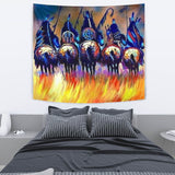 5 Warriors Riding Horse Native American Design Wall Hanging Tapestry - ProudThunderbird