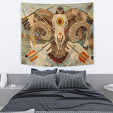 Owl Bison Head Native American Tapestry - Powwow Store