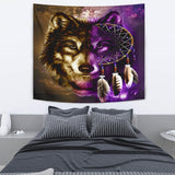 Powwow Store gb nat0005 tape01 dreamcatcher purple wolf native american tapestry